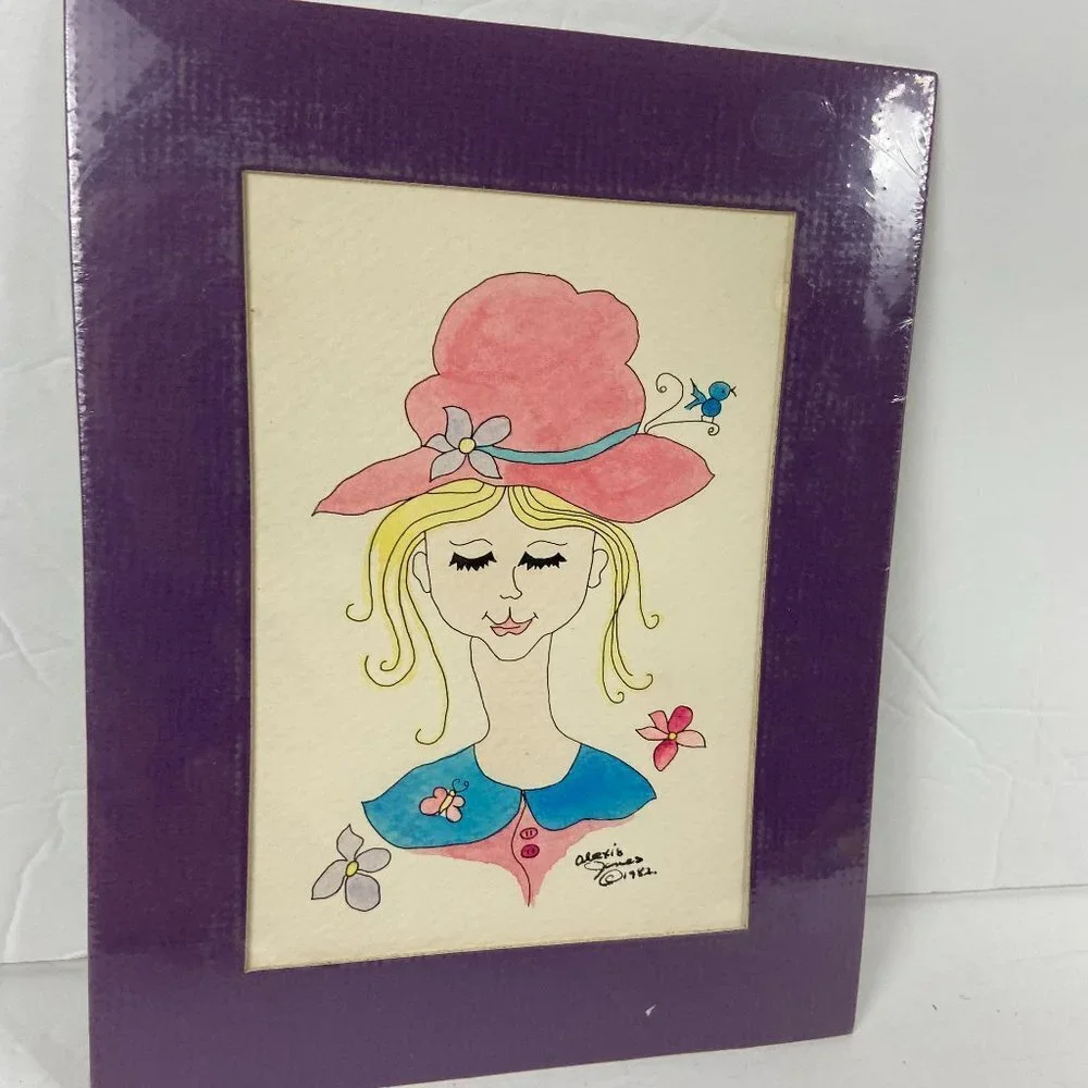 NEW Vintage 1982s Artist Alexis James Watercolor Print 